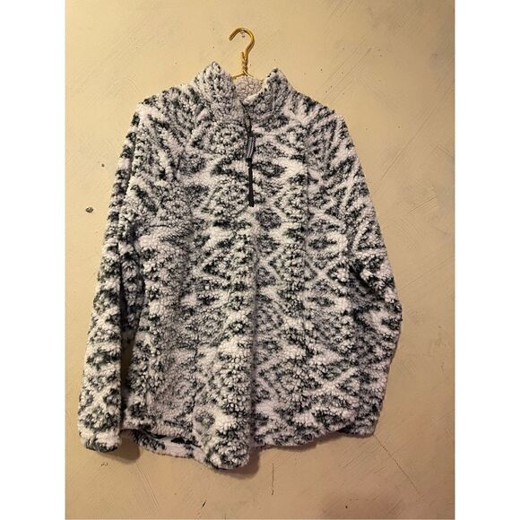 Cozy Sherpa Aztec women’s Pullover sweatshirt sz XXL  Quarter Zip Super Soft - Picture 2 of 7
